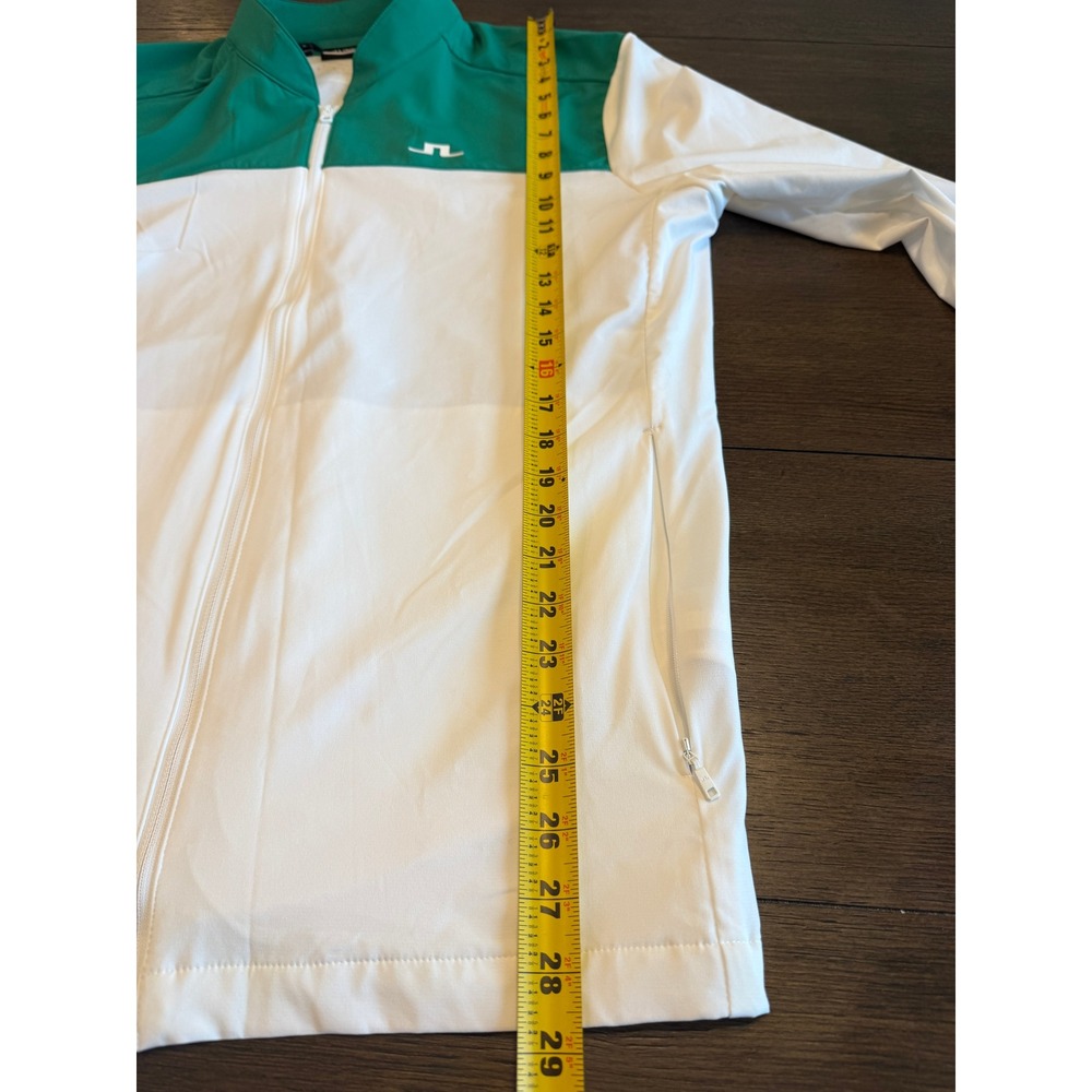 J.Lindeberg Mens XL Green White Colorblock Full Zip Golf Jacket Bridge Logo - Picture 7 of 8